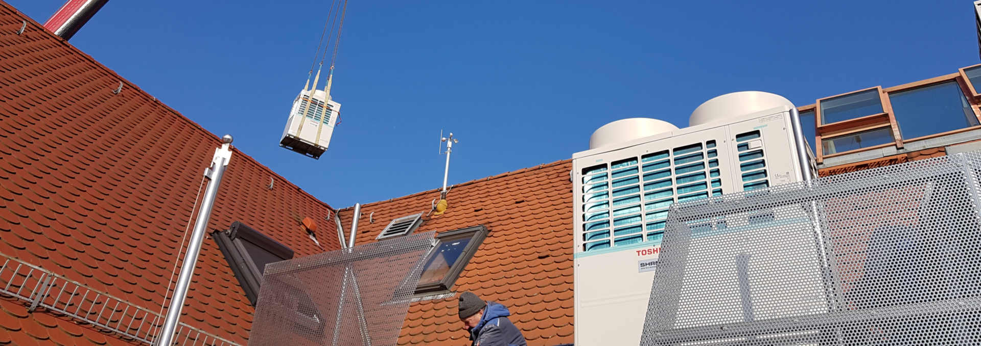 Klimaanlage Gewerbe auf einem Dach